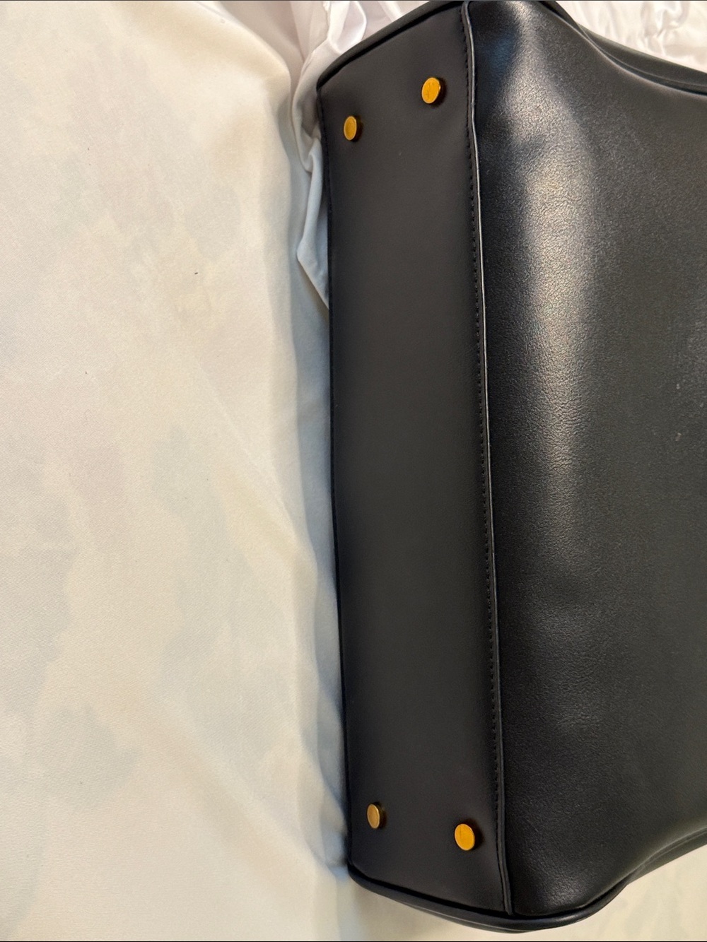 Vintage Black Satchel with Gold Turn-Lock - Picture 4 of 6